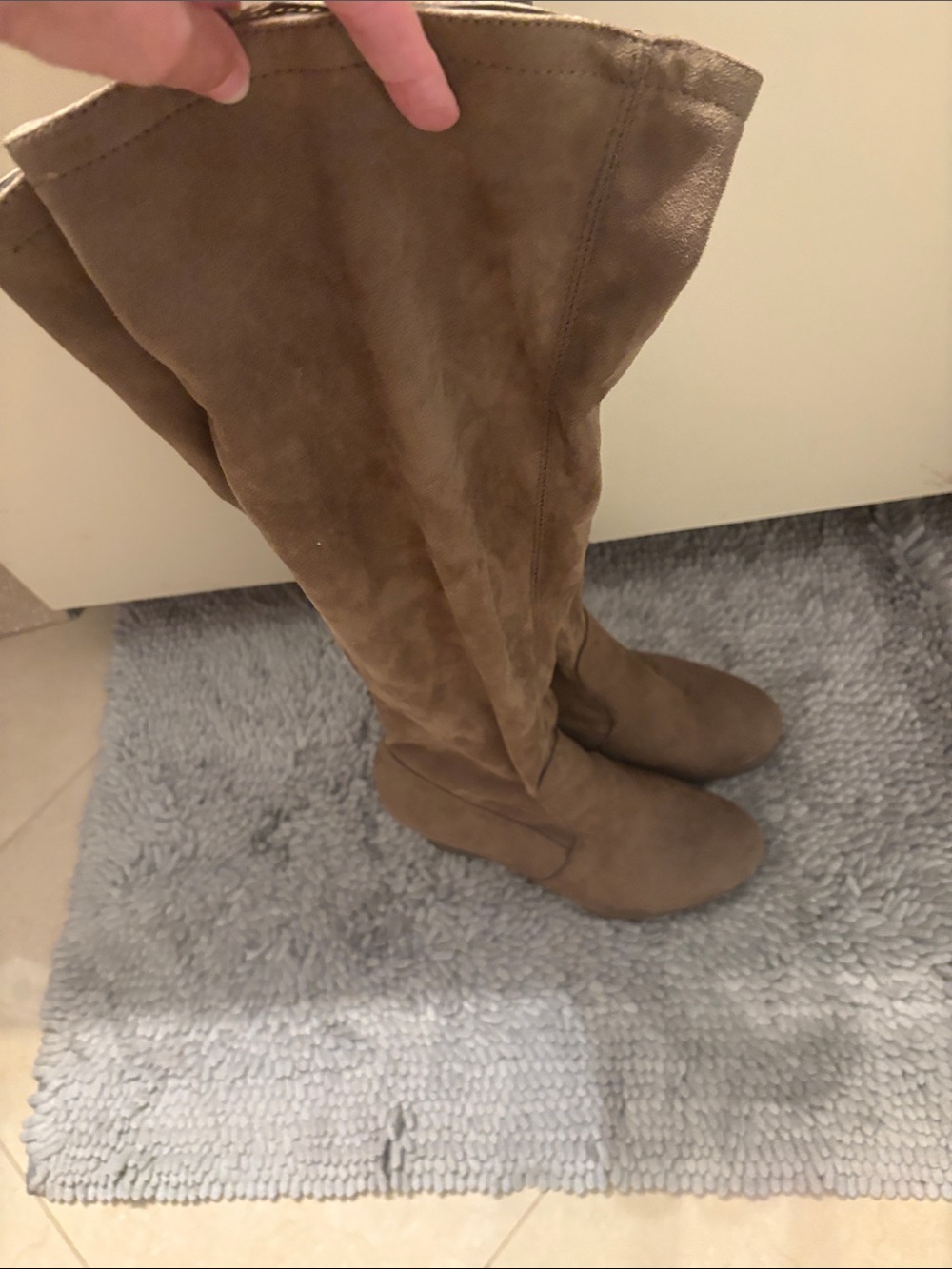 JustFab Over-the-Knee Wedge Boots in Taupe